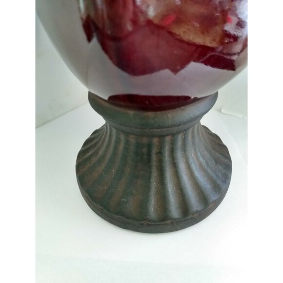 Vintage Pottery Pedastal Vase High Luster & Salt Glaze 8 1/2" Tall Germany - Picture 4 of 10
